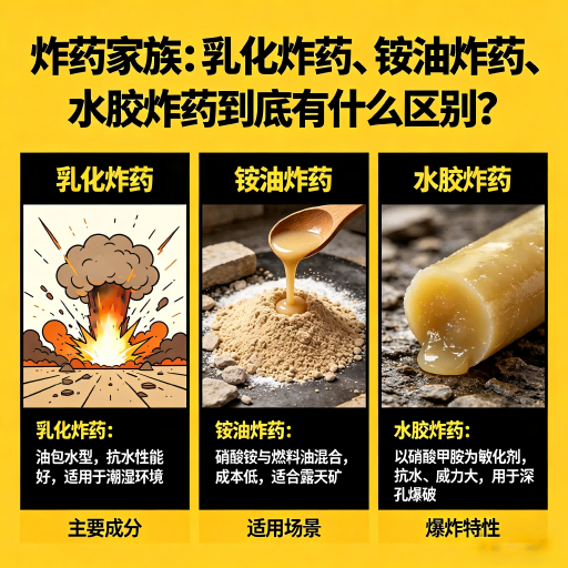 铁山港炸药家族：乳化炸药、铵油炸药、水胶炸药到底有什么区别？